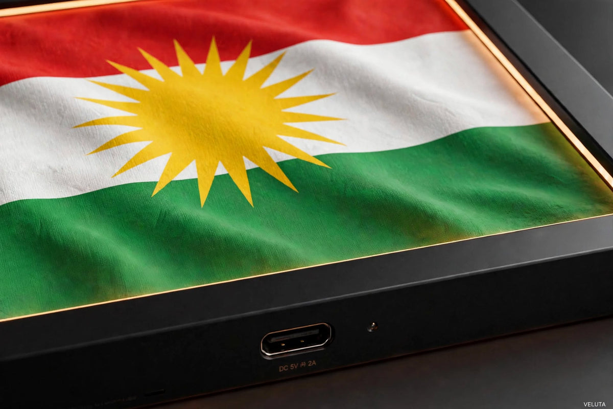 3D LED Flag Tableau - Kurdistan Flag - Lenticular Waving Wall Art | Type-C Powered | 3 Sizes | VELUTA