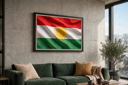3D LED Flag Tableau - Kurdistan Flag - Lenticular Waving Wall Art | Type-C Powered | 3 Sizes | VELUTA